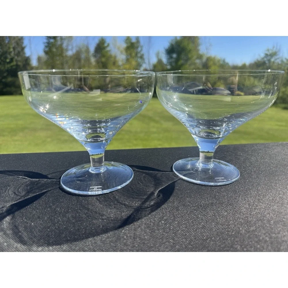2 Marquis Waterford Moments Crystal Short Stem Party Dish Coupes Footed Dessert